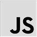 The bold black letters "JS," representing JavaScript, are displayed on a light gray square background.